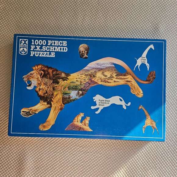 1000 Piece F. X. Schmid Puzzle - Lion Shaped Jigsaw - Pride of the Plains - Picture 11 of 12
